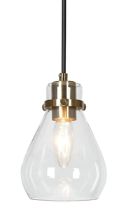 lot 319 image: Thimbe 1-Light Brass Pendant Light
