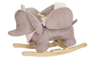 lot 321 image: Qaba - Elephant Baby Rocking Horse, Plush Stuffed Animal Rocker with Realistic Sound, Safety Belt, Kids Ride on Rocker