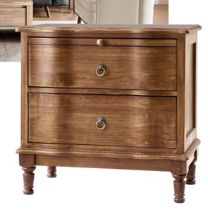 lot 323 image: 25 Traditional 2 Drawers Solid Wood End Table with Pull-out Tray and Charging Station Cherry (Slightly Used, Missing Part C)