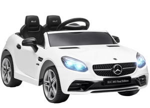lot 363 image: Aosom Mercedes SLC 300 Licensed Kids Electric Car with Remote Control, 12V Battery Powered Kids Ride on Car with Music, Lights, Suspension for 3-6 Years Old, White (Missing Battery)