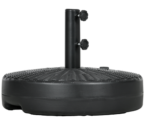 lot 366 image: Outsunny Umbrella Stand for 1.5 or 2 Umbrella Poles, Round Fillable Umbrella Base for Outdoor, Lawn, Deck, Black (Missing Parts C, D, E, F, G)