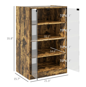 lot 368 image: HOMCOM 5-Tier Media Cabinet, Media Stand with Adjustable Shelves, Tempered Glass Doors, and Cable Management, Rustic Brown
