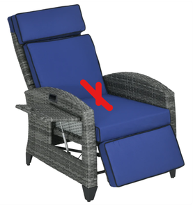 lot 22 image: Outsunny Outdoor Recliner Chair with Cushions, Reclining Patio Lounge Chair with Adjustable Footrest, Armrests, Tray Table, Blue (Missing Part D, See Photos)