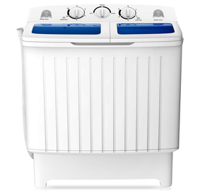 lot 24 image: COSTWAY Portable Washing Machine, Twin Tub 20 Lbs Capacity, Compact Laundry Washer(12 Lbs) and Spinner(8 Lbs), Durable Design, Timer Control, Perfect for RV, Apartments and Dorms, BlueWhite (Used)