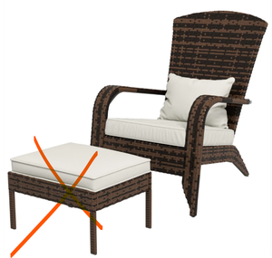 lot 110 image: Outsunny Wicker Adirondack Chair Fire Pit Chair &amp Cushions, White (Missing Part Ottoman)