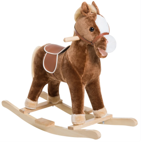 lot 117 image: Qaba Kids Ride on Rocking Horse Toddler Plush Toy with Realistic Sounds for 3 Years Old Children - Brown