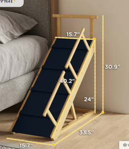 lot 123 image: PawHut Dog Ramp, Adjustable Height Pet Steps, Foldable Dog Stairs with Non-slip Mat for Small to Large Dogs (Used)