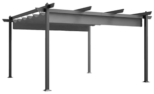 lot 4 image: Outsunny 13 x 13 Retractable Pergola Canopy Aluminum Outdoor Pergola for Garden Patio Backyard Deck Gray (missing part 7)