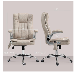 lot 51 image: Homcom - High Back Vibration Massage Office Chair, Heated Computer Chair with Flip-up Armrest & Swivel Wheels - Cream White