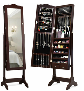 lot 65 image: High-Quality Lockable Jewelry Armoire with LED Lights and Ample Storage Space (Minor Transit damage)