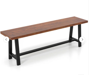 lot 155 image: Costway - 1 PCS 60 Dining Bench 3 Person Entryway Shoe Bench with Metal Frame for Hallway - Walnut & Black