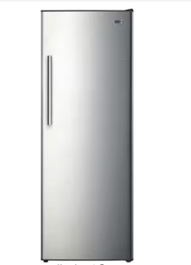 lot 30 image: Vissani 24 in. 11 cu. ft. Convertible Auto Defrost Garage Ready Upright FreezerRefrigerator in Stainless Steel, Energy Star (Transit Damage, See Photos)