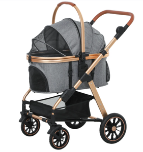 lot 36 image: PawHut 3 in 1 Dog Stroller with Detachable Cabin, 4 Wheel Folding Lightweight Pet Stroller for Small Dogs, Gray