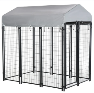 lot 37 image: Pawhut 6 x 4 x 6 Large Outdoor Dog Kennel Galvanized Steel Fence with UV-Resistant Oxford Cloth Roof & Secure Lock