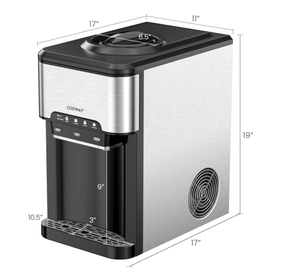 lot 43 image: COSTWAY Countertop Water Dispenser with Ice Maker, 3-in-1 Portable Hot Cold Dispenser with 48LBS24H Ice Machine, Child Safety Lock for 3-5 Gallon Bottle