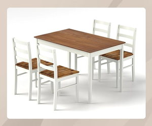 lot 45 image: SILKYDRY Dining Table Set of 4, Space Saving 5 Piece Kitchen Table and Chairs, Wooden Rectangular Dinette Set for 4, Breakfast Nook, Wood Grain (Brown)