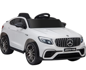 lot 69 image: Aosom 12V Toddler Ride On Car with Remote Control, Mercedes Benz AMG GLC63S Coupe, Electric Car with 2 Speed, MP3 Player, Light, Horn, Songs, Suspension, White (Missing Remote)