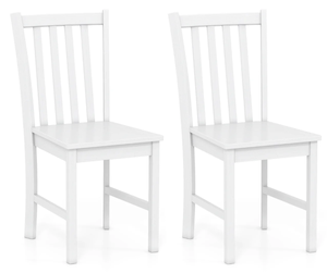 lot 224 image: Wooden Dining Chairs Set of 2, Slat Tilt Backrest, White (Minor Transit Damage)