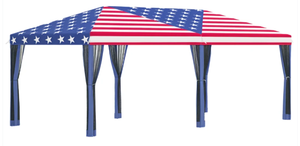 lot 236 image: Outsunny 10x20 Pop Up Party Tent Gazebo Wedding Canopy with 6 Sidewalls, American Flag( missing top cover)
