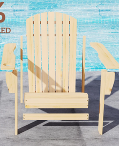 lot 247 image: Outsunny Oversized Adirondack Chair, Outdoor Fire Pit and Porch Seating, Classic Log Lounge w Built-in Cupholder, Natural Wood (Missing Part P)