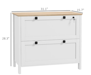 lot 248 image: HOMCOM Lateral File Cabinet, 2 Drawer Filing Cabinet with Adjustable Hanging Bar for Letter, A4 and Legal Size, White (Missing Hardware)