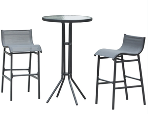 lot 326 image: Outsunny 3 Piece Bar Height Outdoor Bistro Set for 2, Charcoal Gray (Missing Parts B,C)