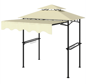 lot 378 image: Outsunny 8 x 5 Outdoor Grill Gazebo, Barbecue Gazebo Shelter with Side Awning, 2 Side Shelves and 6 Hooks, Beige (Missing Parts R, S, T)