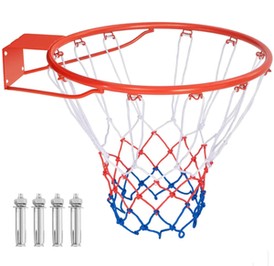 lot 395 image: Costway Basketball Rim Wall Door All-Weather Hanging Mounted Basketball Hoop w Net