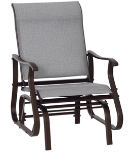 lot 375 image: Outsunny Outdoor Glider Chair, Gliders for Outside Patio with Steel Frame and Mesh Fabric for Backyard, Garden, and Porch, Gray (Missing Hardware)