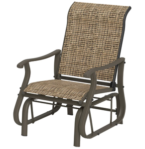 lot 376 image: Outsunny Outdoor Glider Chair Patio Glider Swing Chair with Mesh Seat, Steel Frame for Backyard, Garden, Porch, Light Mixed Brown