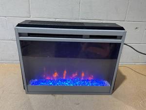 lot 393 image: Goplus 5-in Gray Electric Fireplace Insert (Missing Hardware)