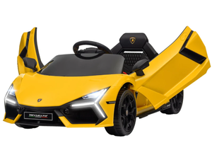 lot 83 image: Qaba Lamborghini Revuelto Licensed 12V Kids Ride on Car Electric Car w Hydraulic Doors, Remote, Transport Wheels, Yellow