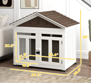 lot 168 image: PawHut 40L Wooden Dog House Outdoor Indoor for Small, Medium, Large Dogs, with Air Vents & Elevated Removable Floor (Missing Part A)