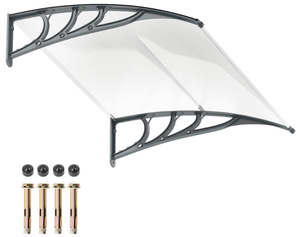 lot 171 image: Toolsempire Window Awning Door Canopy, 48 x 40 Door Awnings Exterior with UPF50 Sun Rain Snow Protection & Hallow Polycarbonate Sheet, Outdoor Front Door Entrance Canopy (Gray) (Maybe Missing Hardware)