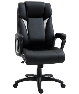 lot 182 image: Vinsetto Ergonomic High Back Executive Office Chair with Padded Armrests, Adjustable Height PU Leather Computer Desk Chair with Breathable Mesh Backrest, 360° Swivel, Rocking Feature, Wheels