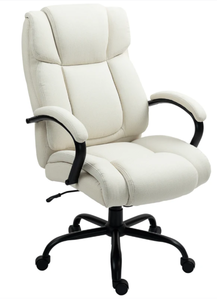 lot 184 image: Vinsetto Executive Office Chair with Wide Seat, Computer Desk Chair with Adjustable Height, Swivel Wheels, Cream White