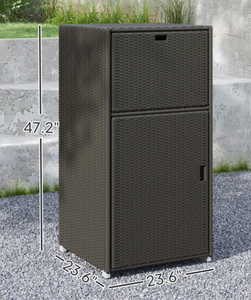 lot 185 image: Outsunny Outdoor Towel Rack for Pool w Drawer & Cabinet, Dark Brown