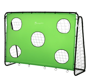 lot 332 image: Soozier 8 x 3ft Soccer Goal Target Goal 2 in 1 Design Indoor Outdoor Backyard with All Weather Polyester Net Best Gift