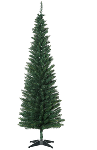 lot 333 image: HOMCOM 6 Artificial Pencil Christmas Tree, Slim Xmas Tree with 390 Realistic Branch Tips and Plastic Stand, Green