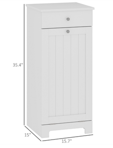 lot 344 image: HOMCOM Laundry Hamper Cabinet, Laundry Cabinet with Tilt Out Laundry Basket and Drawer, White