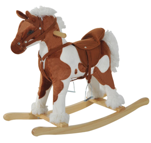 lot 345 image: Qaba Toddler Rocking Horse, Kids Plush Rocking Chair Toy with Nursery Rhyme Music Brown