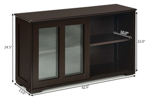 lot 402 image: Costway Kitchen Storage Cabinet Sideboard Buffet Cupboard w Sliding Door Brown