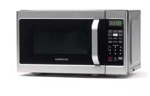 lot 403 image: Farberware Classic 0.7 cu. Ft. Countertop Microwave in Brushed Stainless Steel
