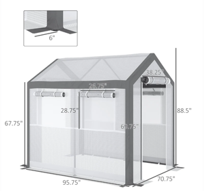 lot 411 image: Outsunny 8 L x 6 W x 7 H Outdoor Walk-In Tunnel Greenhouse with Roll-up Windows, 2 Zippered Doors, & Weather Cover