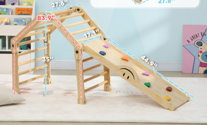 lot 190 image: Qaba 4 in 1 Indoor Toddler Climbing Toys for 18-48 Months with Ramp &amp Seesaw (Missing Part B1)