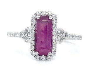 lot 32 image: Oscar Friedman 1.76 Carat Natural Ruby & Natural Diamond Ring in Platinum w GIA Report  Appraisal Retail $7,064 VIDEO