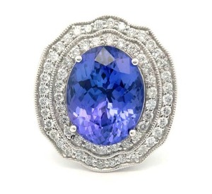 Oscar Friedman 8.82 Carat Natural Tanzanite & Natural Diamond Ring in Platinum w/ GIA + Appraisal; Retail $18,395 *VIDEO*