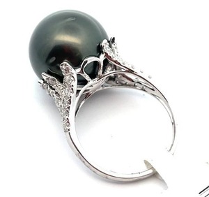 Oscar Friedman 16.40 Carat Natural Tahitian Pearl & Natural Diamond Ring in Platinum w/ GIA Report + Appraisal; Retail $8,285 *VIDEO*