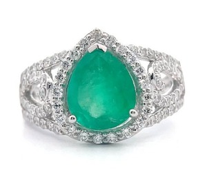 lot 33 image: Oscar Friedman 3.18 Carat Natural Colombian Emerald & Natural Diamond Ring in Platinum w GIA Report  Appraisal Retail $10,273 VIDEO