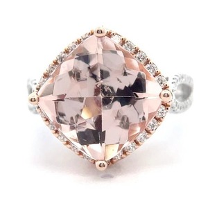 lot 25 image: 7.14 Carat Natural Morganite & Natural Diamond Ring in 14K Two-Tone Gold w Appraisal Retail $6,390 VIDEO